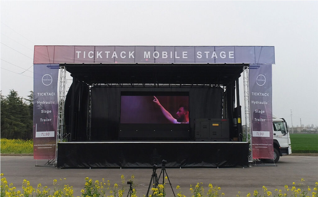 mobile stage truck with banner